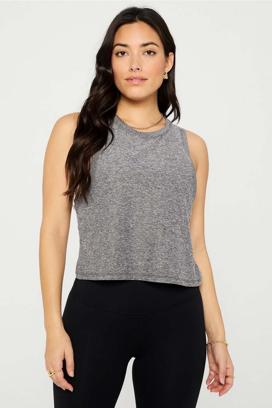 Fabletics Whisper Muscle Tank Charcoal Heather Gray Size Large